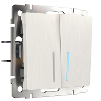 Выключатель двухклавишный проходной с подсветкой Werkel W1122113 перламутровый рифленый