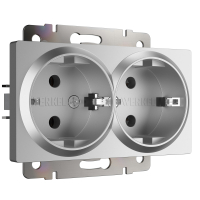 Розетка двойная с заземлением Werkel W1172006 серебряный