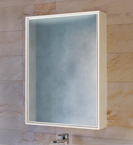 Фото Зеркальный шкаф Raval Frame 60 белый с подсветкой и розеткой