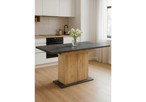 Фото Стол деревянный Woodville Carla крафт золотой / цемент темный