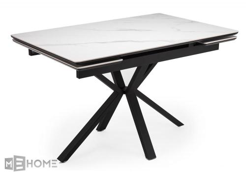 Фото Керамический стол Notta Старлайт 120(180) snow alpin / черный