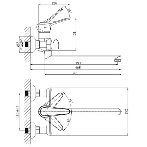 Фото Смеситель для ванны и душа универсальный Rush Jawa JA0735-51