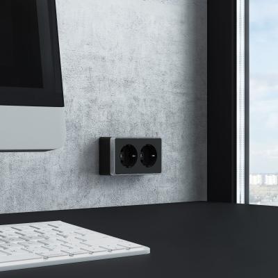 Фото Розетка двойная с заземлением Werkel Gallant W5072135 черный/хром