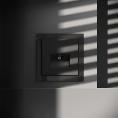 Фото Розетка компьютерная RJ45 кат.6 встраиваемая Voltum S70, черный матовый, VLS060108