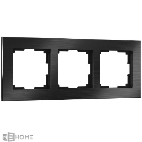 Фото Рамка из металла на 3 поста Werkel Аluminium W0031708 черный алюминий