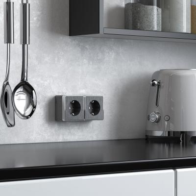 Фото Розетка с заземлением накладная Werkel Gallant W5071004 графит рифленый