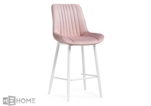 Фото Барный стул Woodville Седа велюр розовый / белый