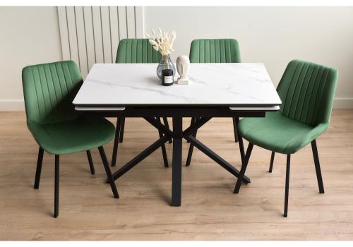 Фото Керамический стол Notta Старлайт 120(180) snow alpin / черный