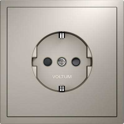 Фото Розетка встраиваемая с заземлением и защитными шторками Voltum S70, кашемир, VLS040203