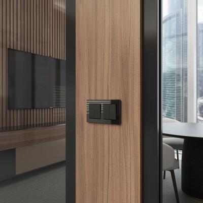 Фото Перекрестный переключатель двухклавишный Werkel W1123006 чёрный матовый