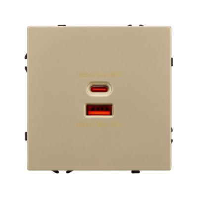 Фото Розетка с быстрой USB зарядкой Type A + Type C Arlight Nobe 054318 золото светлое