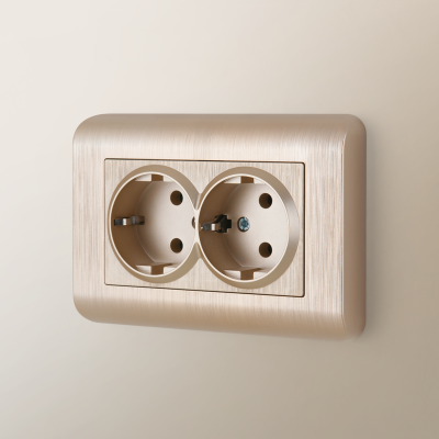 Фото Рамка из поликарбоната для двойной розетки Werkel Stream W0082111 шампань