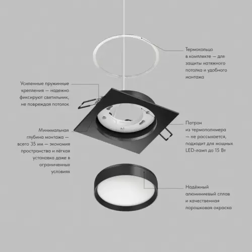 Фото Встраиваемый точечный светильник Denkirs Ratio DK-DH2001-BK