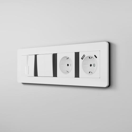 Фото Рамка из поликарбоната на 4 поста Split Werkel W0043068 белый/черный, soft-touch