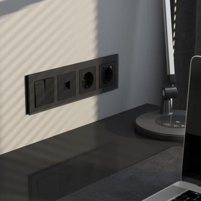 Фото Рамка из стекла на 4 поста Werkel Senso W0043108 черный soft-touch