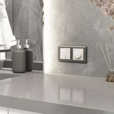 Фото Выключатель двухклавишный с подсветкой Werkel W1120113 перламутровый рифленый