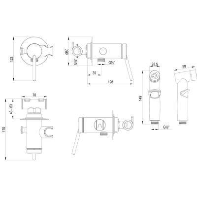 Фото Смеситель с гигиеническим душем встраиваемый Lemark Minima LM3819C
