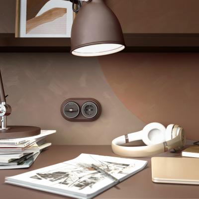 Фото Розетка с заземлением Werkel Vintage W5871052 мокко матовый/хром