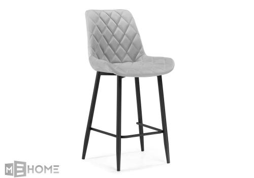 Фото Барный стул Woodville Баодин велюр светло-серый / черный