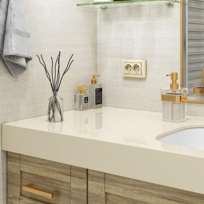 Фото Рамка из поликарбоната для двойной розетки Werkel Snabb W0081932 слоновая кость/золото