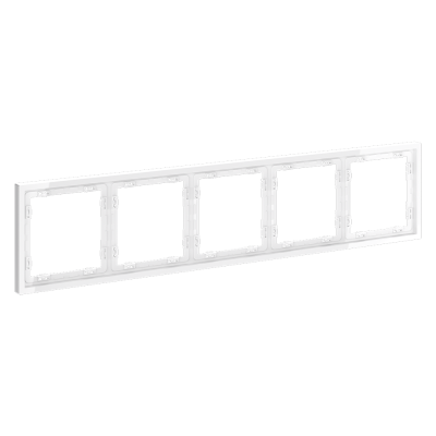 Фото Рамка пластиковая на 5 постов Voltum S70, белый глянцевый, VLS100501