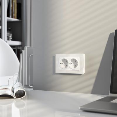 Фото Розетка двойная с заземлением Werkel W1172061 белый матовый