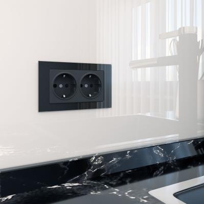 Фото Розетка двойная с заземлением Werkel W1172008 черный матовый