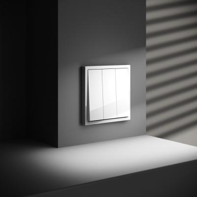 Фото Выключатель встраиваемый трехклавишный Voltum S70, белый глянцевый, VLS030101