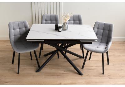 Фото Керамический стол Notta Мэриан 120(180) snow alpin white / черный