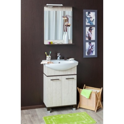 Фото Зеркало в ванную с подсветкой Sanflor Толедо 60 венге/орегон
