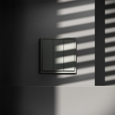 Фото Выключатель встраиваемый трехклавишный Voltum S70, титан, VLS030106