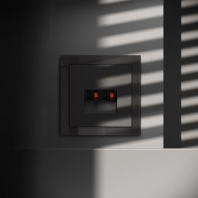 Фото Розетка акустическая Voltum S70 4-местная, черный матовый, VLS060308