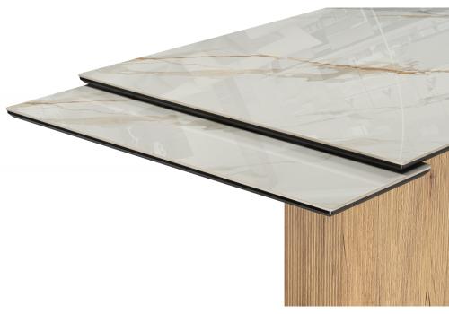 Фото Керамический стол Woodville Монерон 180(240) calacatta gold / дуб монтана