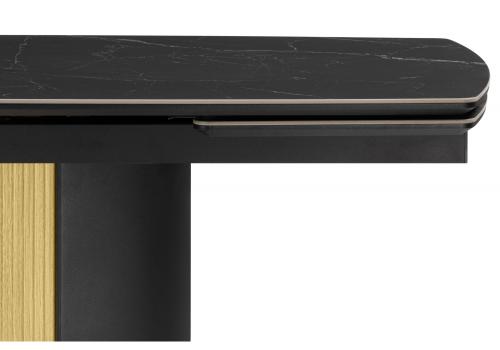 Фото Керамический стол Woodville Бовер 180(220) черный мрамор / дуб натуральный