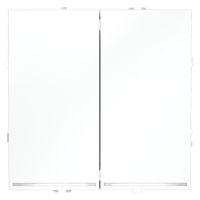 Фото Проходной переключатель двухклавишный с подсветкой Voltum S70, белый матовый, VLS020402