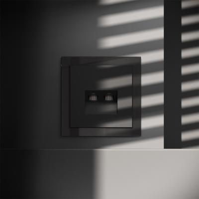 Фото Розетка компьютерная двойная RJ45+RJ45 встраиваемая Voltum S70, черный матовый, VLS060208