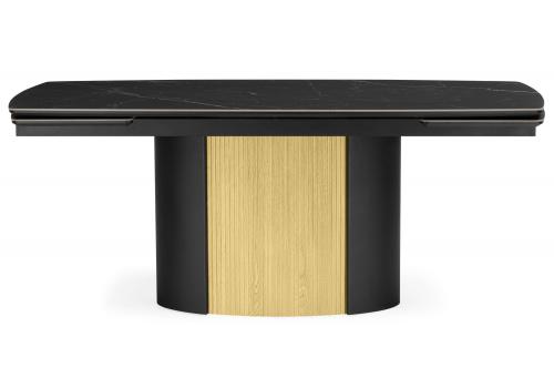 Фото Керамический стол Woodville Бовер 180(220) черный мрамор / дуб натуральный