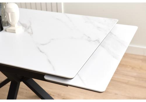 Фото Керамический стол Notta Старлайт 120(180) snow alpin / черный