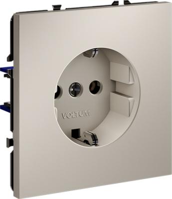 Фото Розетка встраиваемая с заземлением 16А Voltum S70, кашемир, VLS040103
