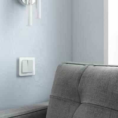 Фото Выключатель двухклавишный проходной Werkel W1122061 белый матовый