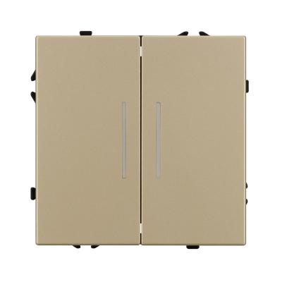 Фото Выключатель двухклавишный проходной с подсветкой Arlight Nobe 054268 золото