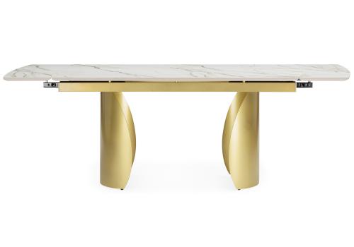 Фото Керамический стол Woodville Готланд 160(220) бежевый / золото