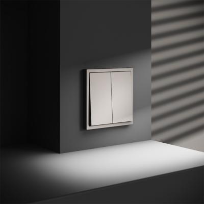 Фото Выключатель с самовозвратом двухклавишный Voltum S70, кашемир, VLS020603