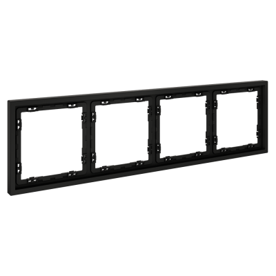 Фото Рамка пластиковая на 4 поста Voltum S70, черный матовый, VLS100408