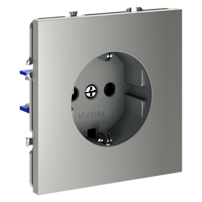Фото Розетка встраиваемая с заземлением 16А Voltum S70, сталь, VLS040105