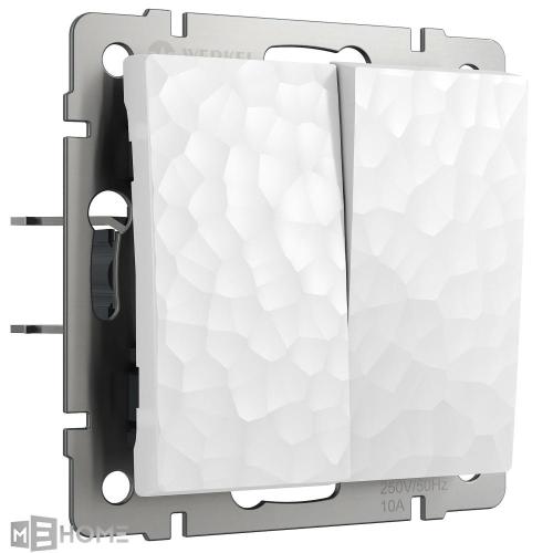 Фото Выключатель двухклавишный проходной Werkel Hammer W1222001 белый