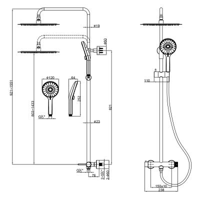 Фото Душевая система «Тропический дождь» Lemark Beluga LMF-8025B-BRLG