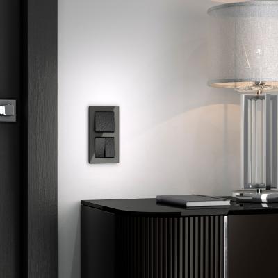 Фото Выключатель двухклавишный проходной Werkel Hammar W1222008 черный