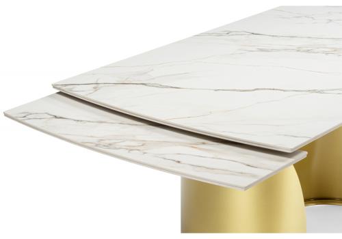 Фото Керамический стол Woodville Готланд 160(220) бежевый / золото