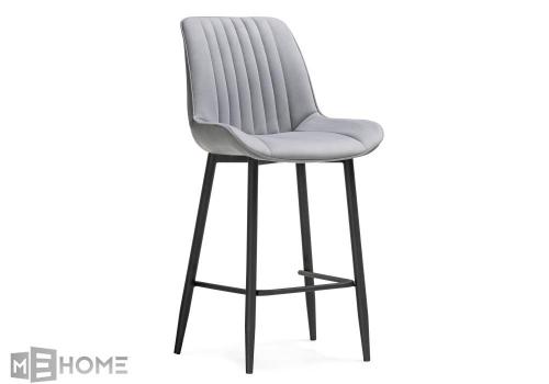 Фото Барный стул Woodville Седа велюр светло-серый / черный